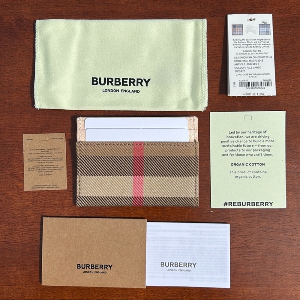 NWT Burberry Check Card Case